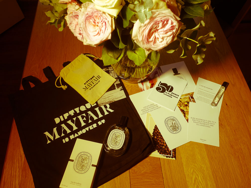 Diptyque Goody bag, roses perfume and freebies. The Scent Explorer